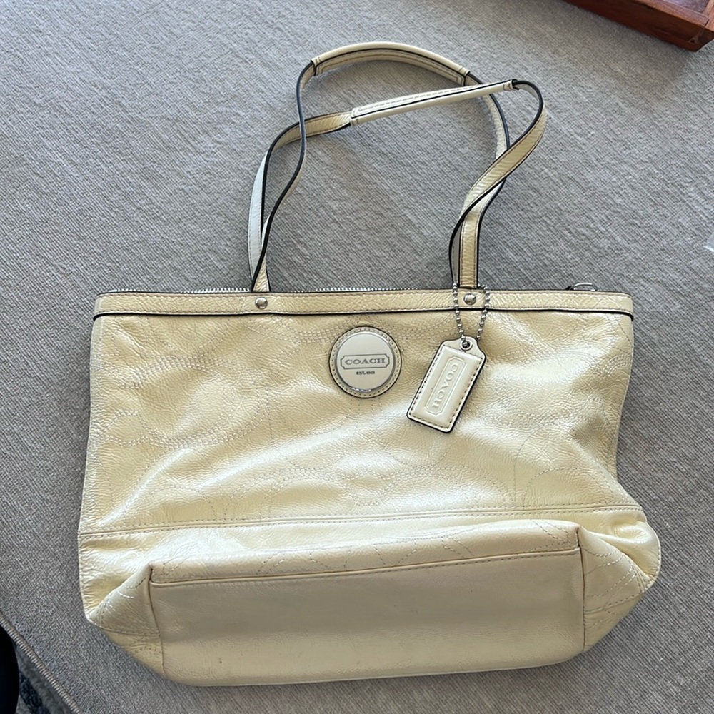 Coach Patent Leather C Stitch tote